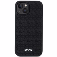 DKNY 3D Guminis dėklas su pasikartojančiu raštu iPhone 15 Plus - juodas