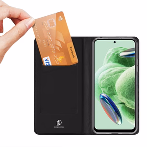 Dux Ducis Skin Pro dėklas Xiaomi Redmi Note 12 Pro+ Flip kortelių piniginė stovas juoda