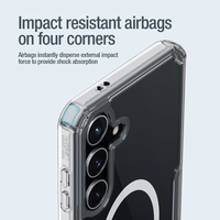 Nillkin Nature Pro šarvuotas dėklas su magnetiniu žiedu Samsung Galaxy S24+ telefonui - baltas