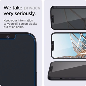 Spigen Glas.tR EZ Fit Privacy grūdintas stiklas iPhone 13 / 13 Pro / 14 / 16e - 2 vnt.