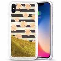 Zizo Liquid Glitter Star dėklas iPhone X (rožinis Flowers)