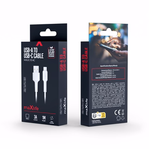 "Maxlife MXUC-13" kabelis USB-A - USB-C 1,0 m 3,0A, baltas