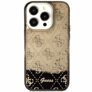 Guess GUHCP14LLC4PSGK iPhone 14 Pro 6.1" juodas kietas dėklas telefonui su skystu blizgučiu 4G pusiau permatomas