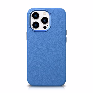 iCarer Litchi Premium odinis dėklas iPhone 14 Pro Max Magnetinis odinis dėklas su MagSafe Šviesiai mėlynas (WMI14220712-LB)