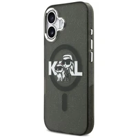 KARL LAGERFELD dėklas telefonui IPHONE 17, suderinamas su magnetiniu MagSafe (KLHMP17SHGKCGKBK, IML Glitter k&C Sketch Logo) juodas