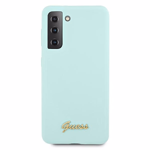 Guess GUHCS21MLSLMGLB S21+ G996 синий/синий жёсткий чехол Silicone Script Metal Logo