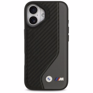 BMW dėklas telefonui IPHONE 17, suderinamas su MagSafe BMHMP17S25PCCSCAK (PU anglies logotipas) antracito