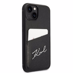 Karl Lagerfeld Signature Logo kortelių dėklas telefonui iPhone 14 Plus - juodas