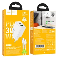 Įkroviklis Hoco N71 30W GaN USB-C/USB-A + USB-C to USB-C cable 1.0m baltas