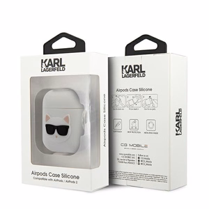 Karl Lagerfeld silikoninis Choupette dėklas AirPods 1/2 baltas