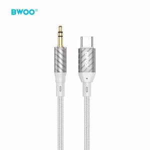 Audio adapteris Bwoo (AUX074) iš USB-C į 3,5mm 1m sidabrinis