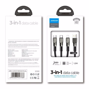 USB laidas Joyroom 3in1 raudonas 130cm (iki 3.5A / 480 mbps)