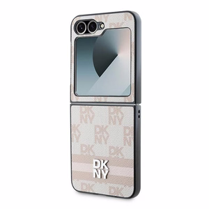 DKNY Checkered Pattern Printed Stripes Dėklas telefonui Samsung Galaxy Z Flip 6 - rožinis
