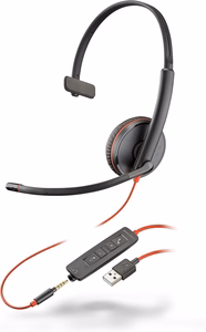 Wire headphones Jack 3,5 mm / USB A Poly Blackwire C3215 black