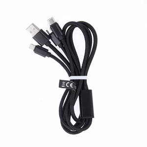 Maxlife 3in1 кабель USB - Lightning + USB-C + microUSB 1,0 м 2,1A черный нейлон