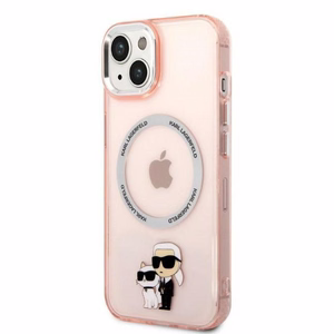 Karl Lagerfeld KLHMP14MHNKCIP iPhone 14 Plus 6.7" kietas dėklas pink/pink Iconic Karl&Choupette Magsafe
