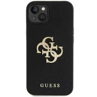 Guess Odinis perforuotas 4G Blizgantis logotipas dėklas iPhone 15 - juodas