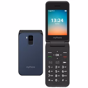 myPhone Flip LTE – sulankstomas mygtukinis telefonas, tamsiai mėlynas, 2.8 colių TFT, 48/128 MB, 3G, Bluetooth 2.1, USB-C, 1.3 MP kamera, 1000 mAh