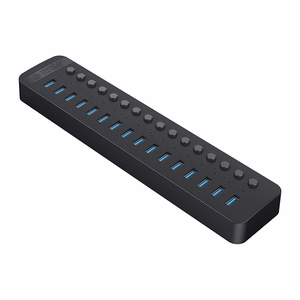 Orico CT2U3-16AB šakotuvas 16x USB-A 3.0 su jungikliais juodas