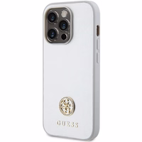 Guess Strass Metal Logo dėklas telefonui iPhone 15 Pro - sidabrinis