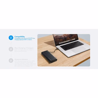 VEGER išorinė baterija 25000 mAh su įmontuotais kabeliais Type C / Lightning PD 130W TCE130 (W2503) juoda