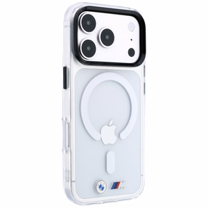 BMW M IML Glossy Metal Logo & Trims MagSafe dėklas, skirtas iPhone 17 Pro / 18 Pro – skaidrus
