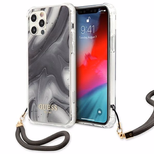 Guess Marble kolekcija iPhone 12 / iPhone 12 Pro dėklas - Pilkas