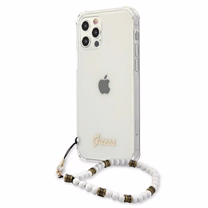 Guess GUHCP12MKPSWH iPhone 12/12 Pro 6.1" Skaidrus kietas dėklas Baltas perlas