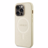 Guess GUHMP15XPSAHMCB iPhone 15 Pro Max 6.7" auksinis/auksinis kietas dėklas Saffiano MagSafe