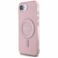 Guess IML Glitter Circle Magnetinis dėklas telefonui iPhone 16e - rožinis