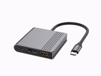 Gembird A-CM-COMBO3-05 USB C tipo 3 viename daugiaprievadis adapteris (USB prievadas + HDMI + USB-C vaizdo įrašymo įrenginys), kosminės pilkos spalvos