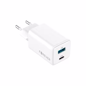 "Forever TC-08-45AC GaN PD QC įkroviklis 1x USB-C 1x USB 45W baltas