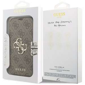 Guess Book 4G Metal Logo dėklas telefonui iPhone 17 Pro - rudas
