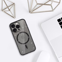Blizgantis magnetinis dėklas telefonui Iphone 17 Pro, juodas, permatomas