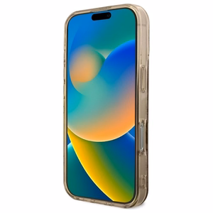 Guess IML Peony On 4G Background Magnetinis dėklas iPhone 16 Pro Max - rudas