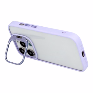 Tel Protect Dėklas telefonui su stovu + kameros stiklas Iphone 15 Pro šviesiai violetinė