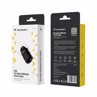 Wozinsky WF16-YLS 5000mAh 15W Lightning mini išorinė baterija su įmontuotu USB-C kabeliu ir Apple Watch įkrovikliu - juoda