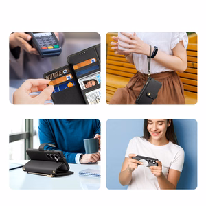 Dux Ducis Lawa odinis dėklas Samsung Galaxy S25+ su nuimama magnetine pinigine - juodas