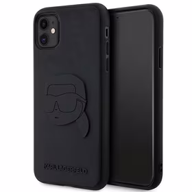 Karl Lagerfeld KLHCN613DRKNK iPhone 11 / Xr 6.1" juodas/juodas kietas dėklas guminis Karlo galva 3D