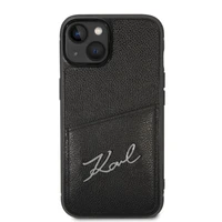 Karl Lagerfeld Signature Logo kortelių dėklas telefonui iPhone 14 Plus - juodas