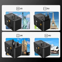 Kelioninis adapteris Choetech PD5022 70W EU/US/AUS/UK su integruotu USB-C laidu (juodas)