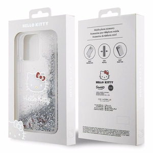 Hello Kitty skysto blizgučio pakabukai Kitty Head dėklas telefonui iPhone 15 Pro Max - sidabrinis