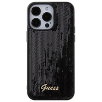 Guess Sequin Script Metal dėklas telefonui iPhone 15 Pro Max - juodas