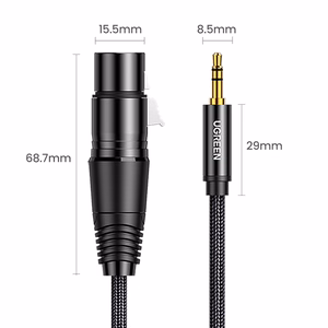 Ugreen AV182 garso laidas 3.5mm mini jack (vyriškas) - XLR (moteriškas) 1m - juodas