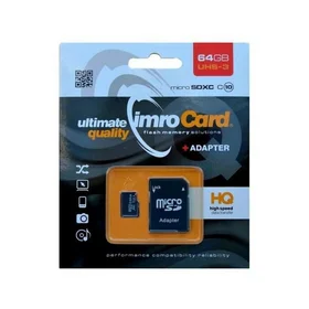 Imro atminties kortelė 64GB microSDXC cl. 10 UHS-3 + adapteris