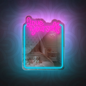 Neon MIRROR LED LOVE YOURSELF turkio rožinis FMNE01 Forever Light