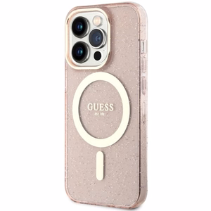 Guess GUHMP14LHCMCGP iPhone 14 Pro 6.1" rožinis/rožinis kietas dėklas Blizgučiai Auksas MagSafe