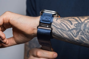 FORCELL F-DESIGN FA05 nailoninis dirželis APPLE laikrodžiui 42 / 44 / 45 / 49 mm mėlynas