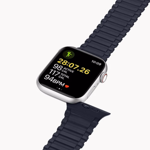 Dux Ducis dirželis (šarvuota versija) Apple Watch SE dirželis, 9, 8, 7, 6, 5, 4, 3, 2, 1 (41, 40, 38 mm) silikoninė magnetinė apyrankė mėlyna