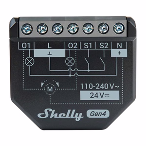 Shelly 2PM Gen4 dvigubas WiFi relė su energijos matavimu